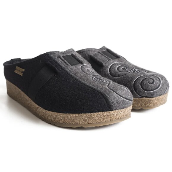 Haflinger Shoes - HAFLINGER Magic Wool Felt Slippers Indoor Clog Shoes Black Gray Size EU 41 US 10